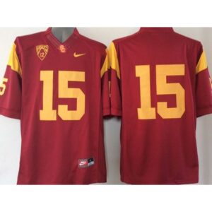6861daefe97c0_1 Trojans #15 Red PAC-12 C Patch Stitched NCAA Jersey