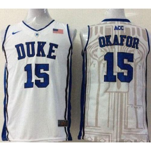 6861db1b49605_1 Blue Devils #15 Jahlil Okafor White Basketball Stitched NCAA Jersey