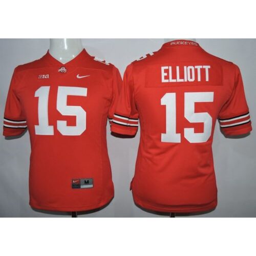 6861db21b6c3d_1 Buckeyes #15 Ezekiel Elliott Red Women's Stitched NCAA Jersey