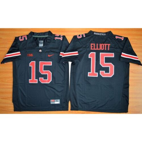 6861db2540a2b_1 Buckeyes #15 Ezekiel Elliott Black(Red No.) Limited Stitched Youth NCAA Jersey