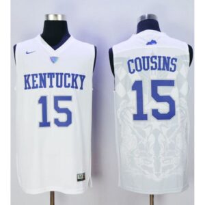 6861db3507199_1 Wildcats #15 DeMarcus Cousins White Basketball Stitched NCAA Jersey