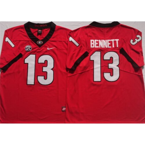 6861db9a322e0_1 Men's Georgia Bulldogs #13 BENNETT Red College Football Stitched Jersey