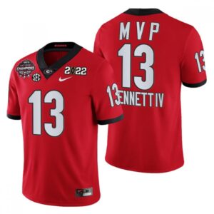 6861db9d74d40_1 Men's Georgia Bulldogs #13 Stetson Bennett 2021/22 CFP National Champions MVP Red College Football Stitched Jersey