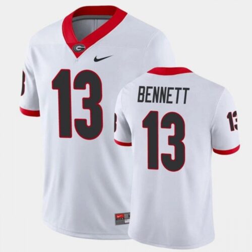 6861dba3da25c_1 Men's Georgia Bulldogs #13 Stetson Bennett White Stitched Jersey