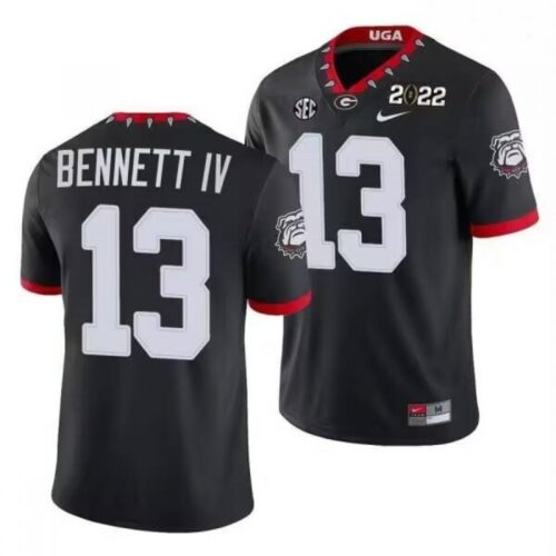 6861dba70dac0_1 Georgia Bulldogs #13 Stetson Bennett 2022 Patch Black Football Stitched Game Jersey