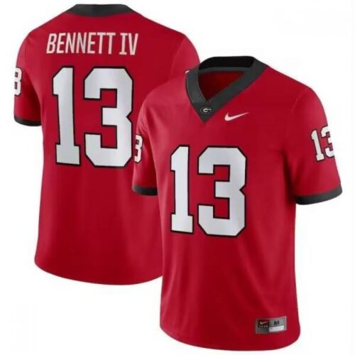 6861dbaa56679_1 Georgia Bulldogs #13 Stetson Bennett Red Football Stitched Game Jersey