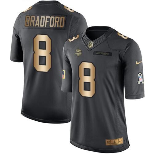 6861dbb0b4697_1 Vikings #8 Sam Bradford Black Men's Stitched NFL Limited Gold Salute To Service Jersey