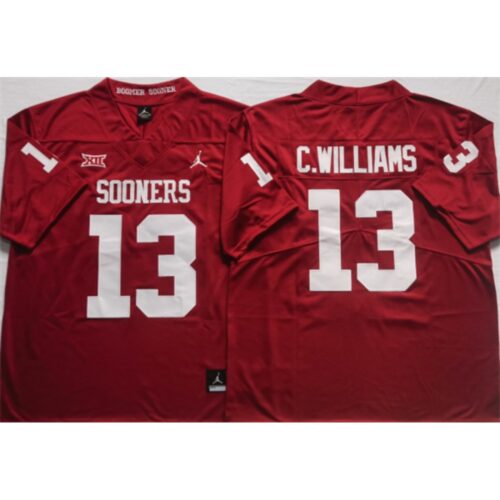 6861dbe71c377_1 Men's Oklahoma Sooners #13 C.WILLIAMS Red Stitched Jersey