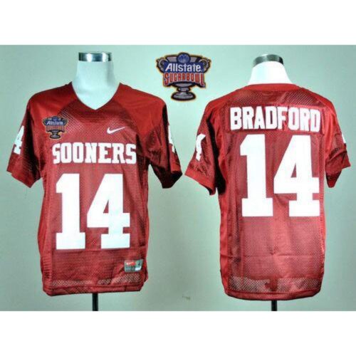 6861dbf448f37_1 Sooners #14 Sam Bradford Red 2014 Sugar Bowl Patch Stitched NCAA Jersey