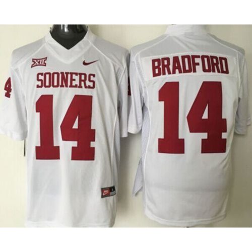 6861dbff3f848_1 Sooners #14 Sam Bradford White Stitched NCAA Jersey
