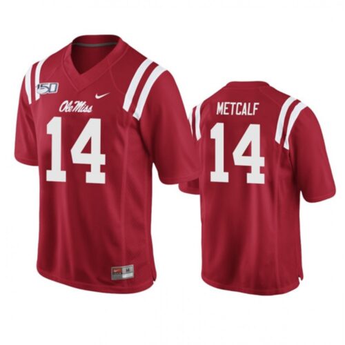 6861dc0c7ead7_1 Men's Ole Miss Rebels #14 D.K. Metcalf Red Stitched NCAA Jersey