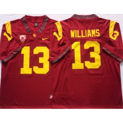 6861dc1348db2_1 Men's USC Trojans #13 Caleb Williams Red Stitched Jersey