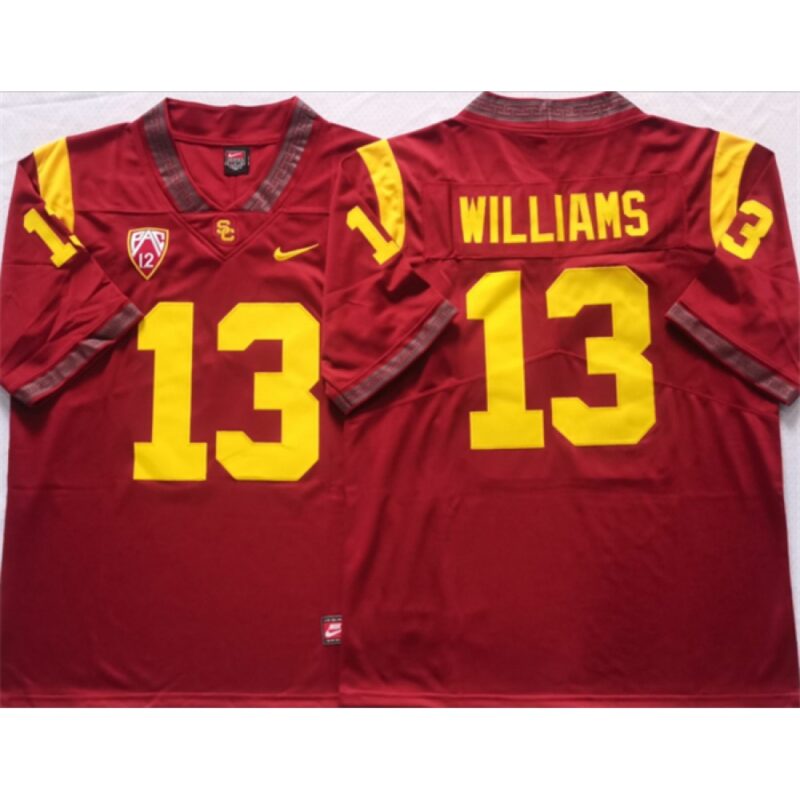 6861dc1348db2_1 Men's USC Trojans #13 Caleb Williams Red Stitched Jersey
