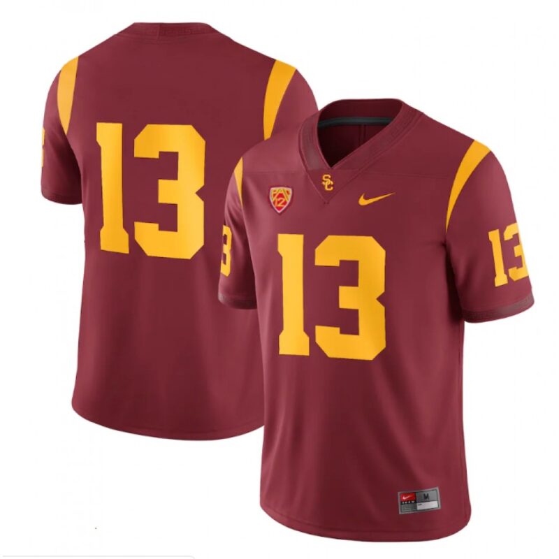 6861dc16815a9_1 Men's USC Trojans #13 Caleb Williams Red Stitched Jersey