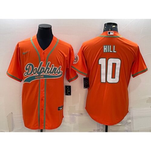 6861dc5287845_1 Men's Miami Dolphins #10 Tyreek Hill Orange With Patch Cool Base Stitched Baseball Jersey