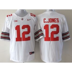 6861dc556c1ab_1 Buckeyes #12 Cardale Jones White Stitched Youth NCAA Jersey