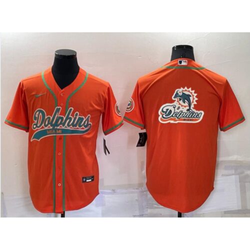 6861dc5ce7726_1 Men's Miami Dolphins Orange Team Big Logo With Patch Cool Base Stitched Baseball Jersey