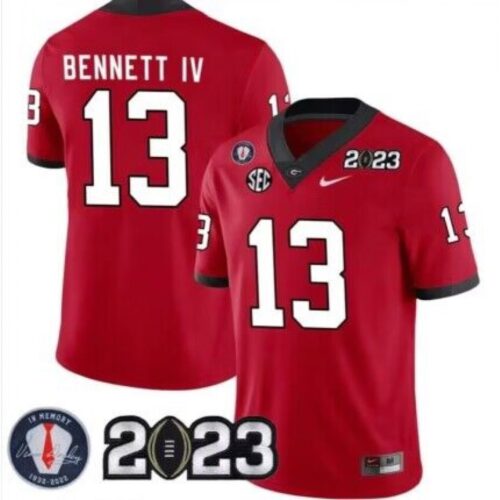 6861dc5f7bc4b_1 Men's Georgia Bulldogs #13 Stetson Bennett 2023 Patch Red Football Stitched Jersey