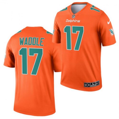 6861dc72398d0_1 Men's Miami Dolphins #17 Jaylen Waddle 2021 Orange Inverted Legend Stitched Football Jersey