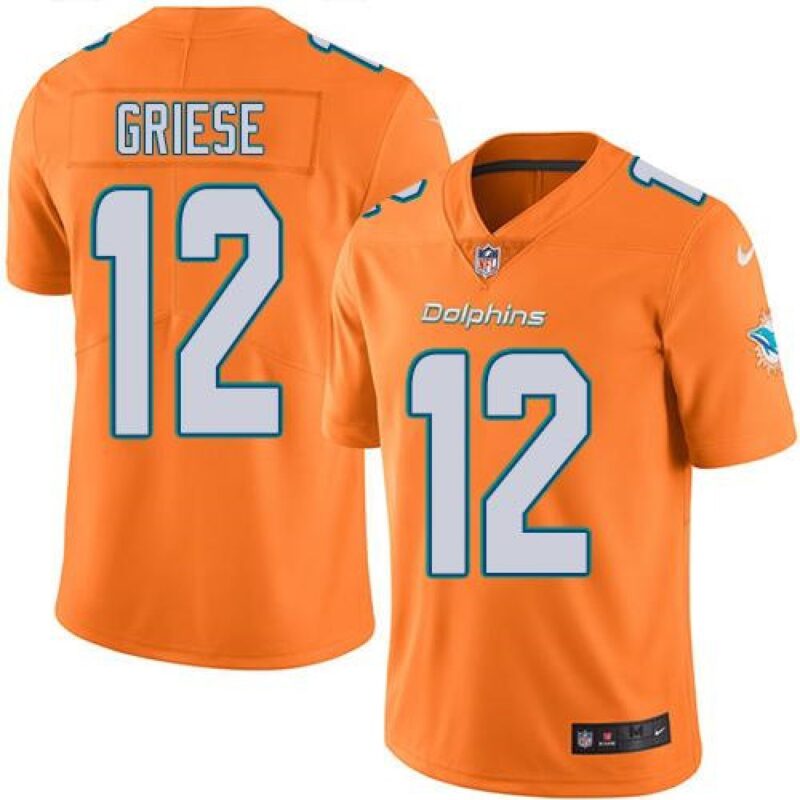 Dolphins #12 Bob Griese Orange Men's Stitched NFL Limited Rush Jersey