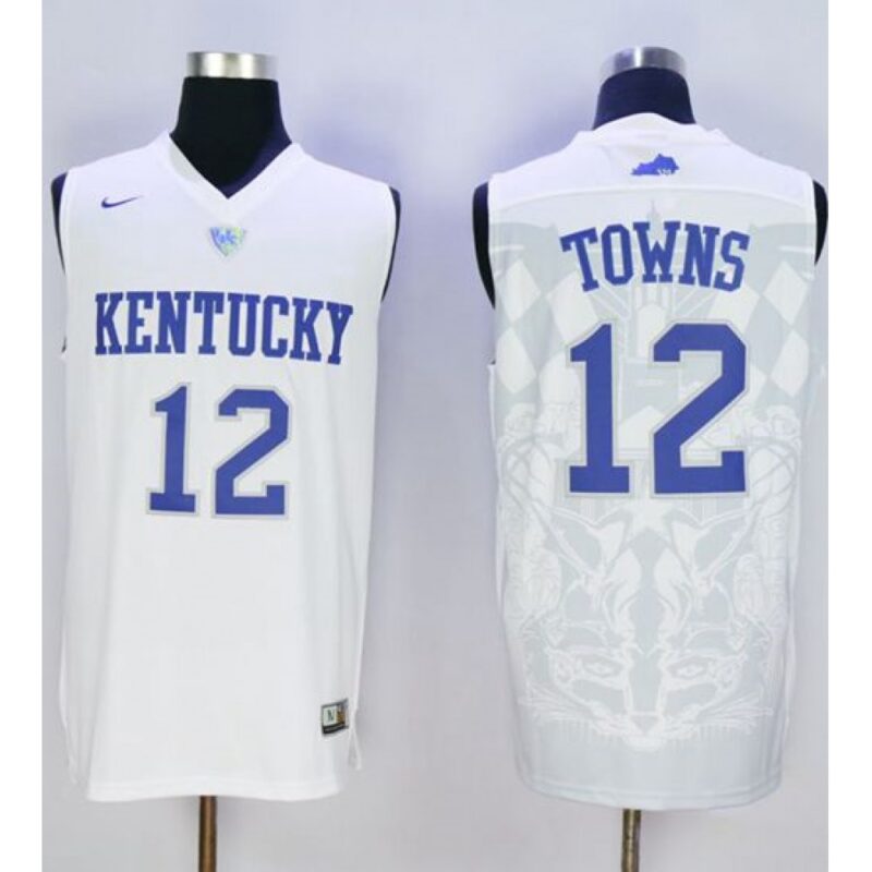 6861dc8c8ea41_1 Wildcats #12 Karl-Anthony Towns White Basketball Stitched NCAA Jersey