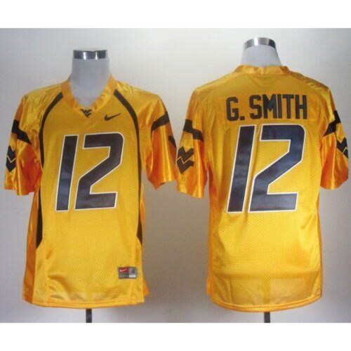 6861dc934314d_1 Mountaineers #12 Geno Smith Gold Stitched NCAA Jersey