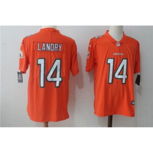 6861dc95d9b3c_1 Men's Miami Dolphins #14 Jarvis Landry Orange Stitched NFL Vapor Untouchable Limited Jersey