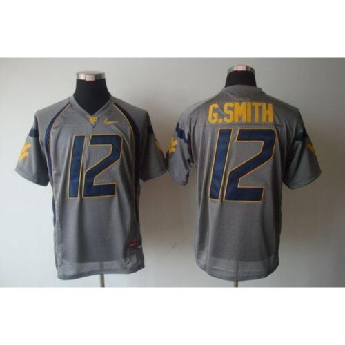 6861dc96766b2_1 Mountaineers #12 Geno Smith Grey Stitched NCAA Jersey