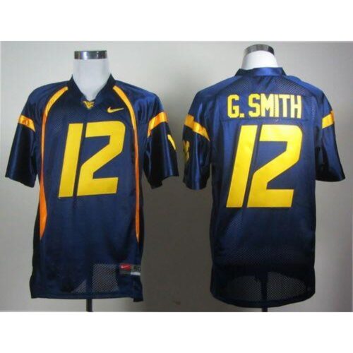 6861dc99afe59_1 Mountaineers #12 Geno Smith Navy Blue Stitched NCAA Jersey