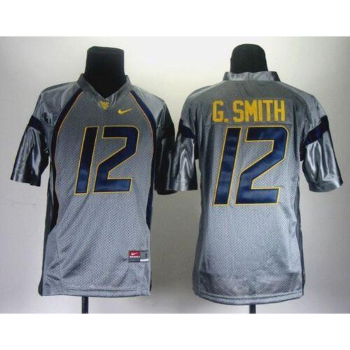 6861dc9d384b4_1 Mountaineers #12 Geno Smith Grey Stitched Youth NCAA Jersey