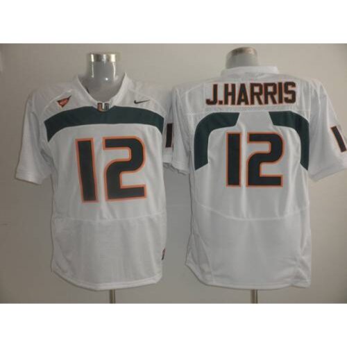 6861dcaadc652_1 Hurricanes #12 Jacory Harris White Stitched NCAA Jerseys