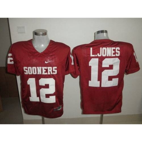 6861dcb487322_1 Sooners #12 Landy Jones Red Stitched NCAA Jersey