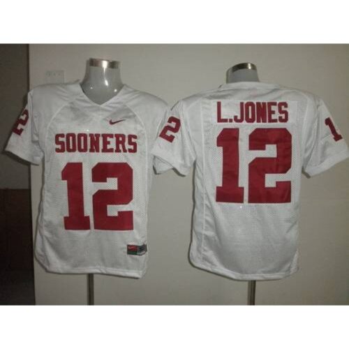6861dcbae1345_1 Sooners #12 Landy Jones White Stitched NCAA Jersey