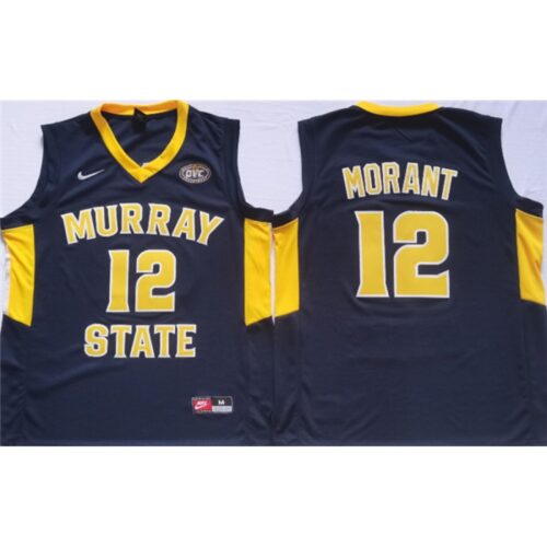 6861dcdc34c96_1 Men's Murray State Racers #12 Ja Morant Navy Stitched Jersey