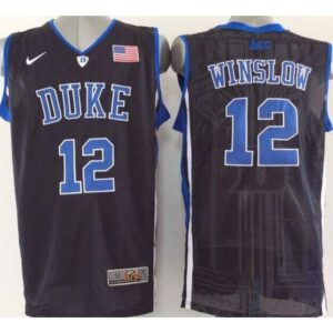 6861dcfda874c_1 Blue Devils #12 Justise Winslow Black Basketball Stitched NCAA Jersey