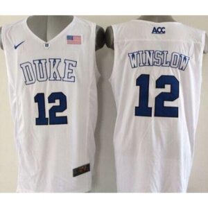 6861dd0770b75_1 Blue Devils #12 Justise Winslow White Basketball Elite Stitched NCAA Jersey
