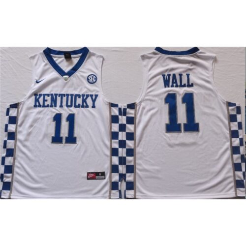 6861dd33036f8_1 Men's Kentucky Wildcats #11 John Wall White Stitched Jersey