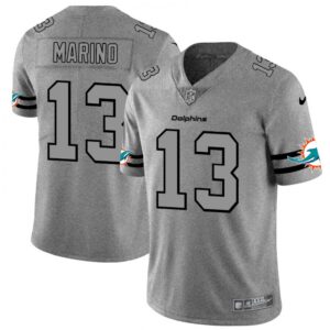 6861dd5bbce90_1 Men's Miami Dolphins #13 Dan Marino 2019 Gray Gridiron Team Logo Limited Stitched NFL Jersey