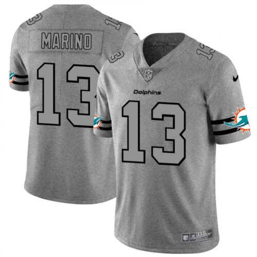 6861dd5bbce90_1 Men's Miami Dolphins #13 Dan Marino 2019 Gray Gridiron Team Logo Limited Stitched NFL Jersey