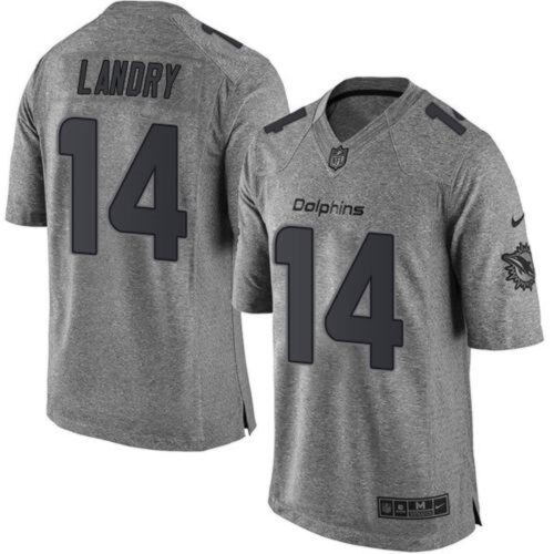 6861dd666937e_1 Dolphins #14 Jarvis Landry Gray Men's Stitched NFL Limited Gridiron Gray Jersey