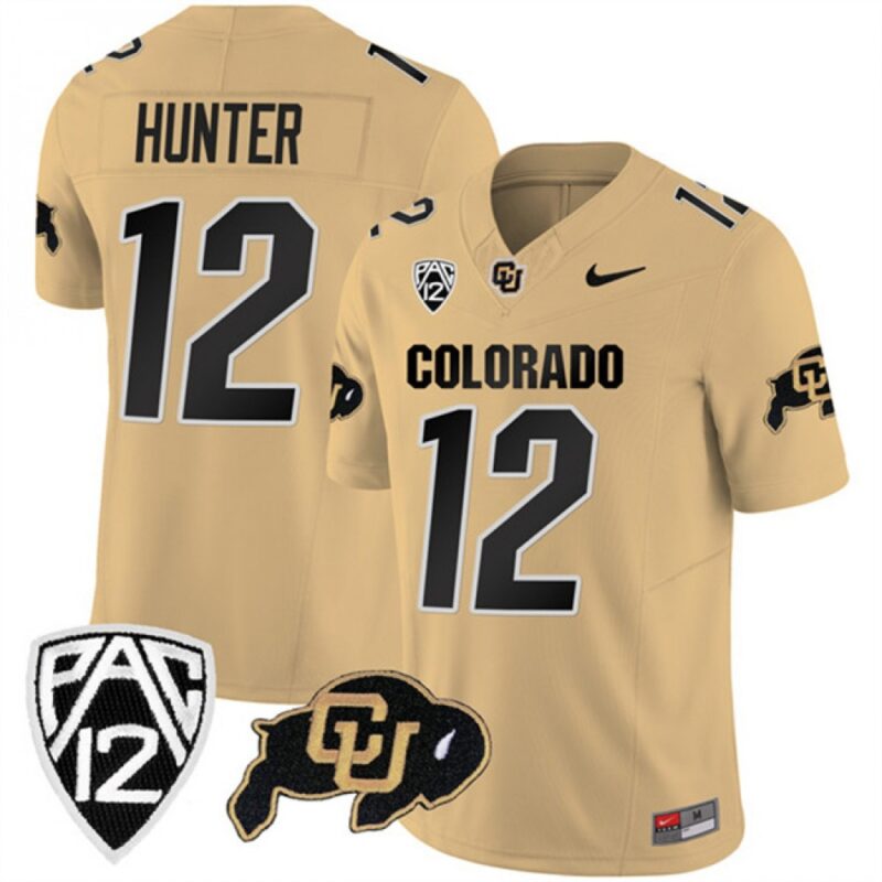 6861dd6ccd0f1_1 Men's Colorado Buffaloes #12 Travis Hunter Gold 2023 F.U.S.E. With PAC-12 Patch Stitched Football Jersey