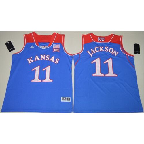 6861dd840cc4f_1 Jayhawks #11 Josh Jackson Royal Blue Basketball Authentic Stitched NCAA Jersey