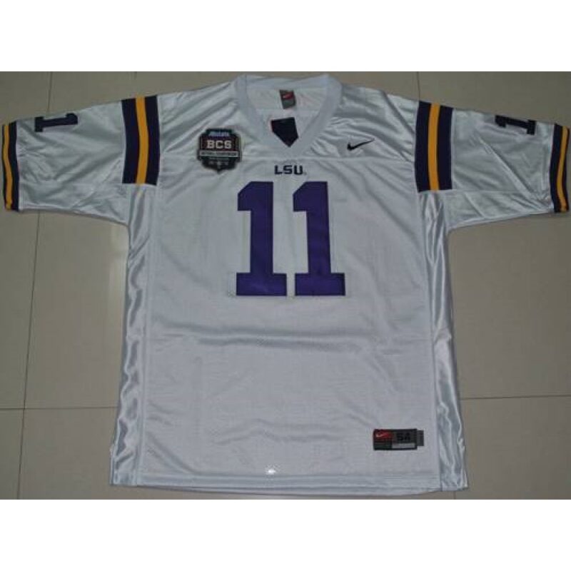 6861ddb2e1df2_1 LSU Tigers #11 Spencer Ware White 2012 BCS Championship Patch Stitched NCAA Jersey