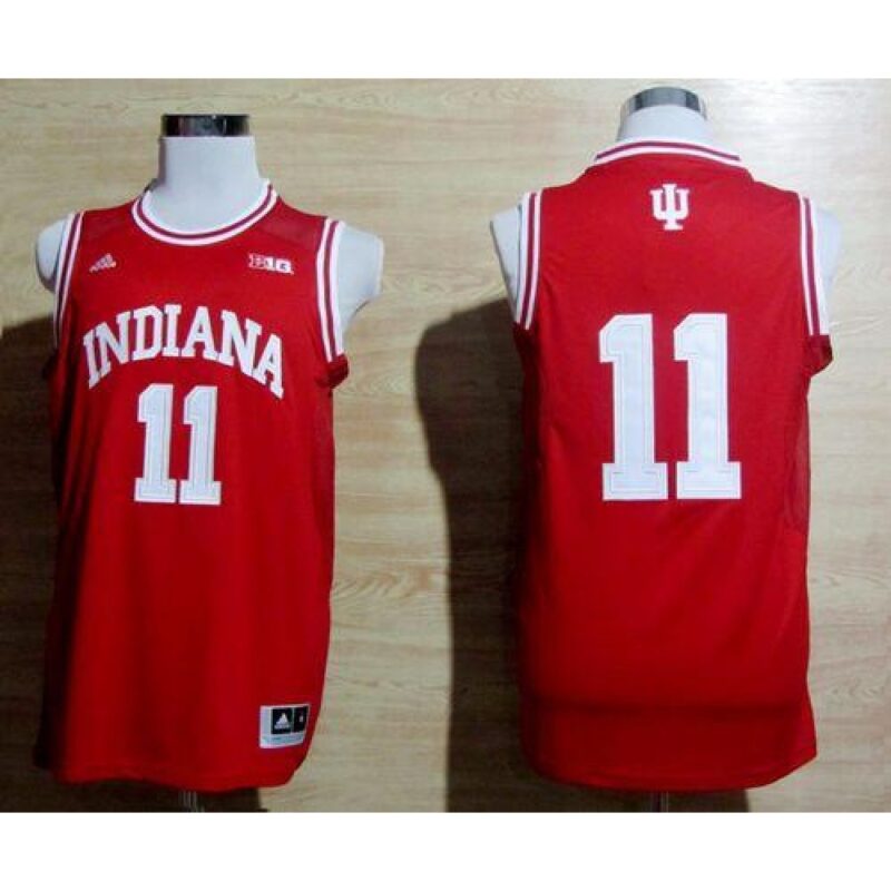 6861ddc2e69e7_1 Hoosiers #11 Isiah Thomas Red Big 10 Patch Basketball Stitched NCAA Jersey