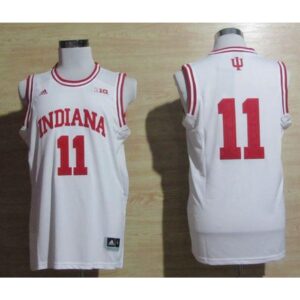 6861ddc6300c8_1 Hoosiers #11 Isiah Thomas White Big 10 Patch Basketball Stitched NCAA Jersey