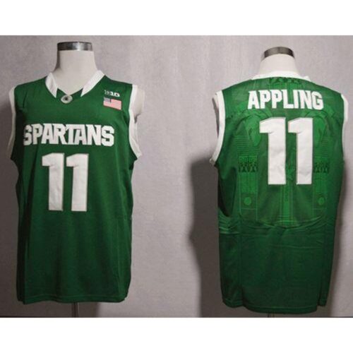 6861ddc9d14b4_1 Spartans #11 Keith Appling Green Basketball Stitched NCAA Jersey