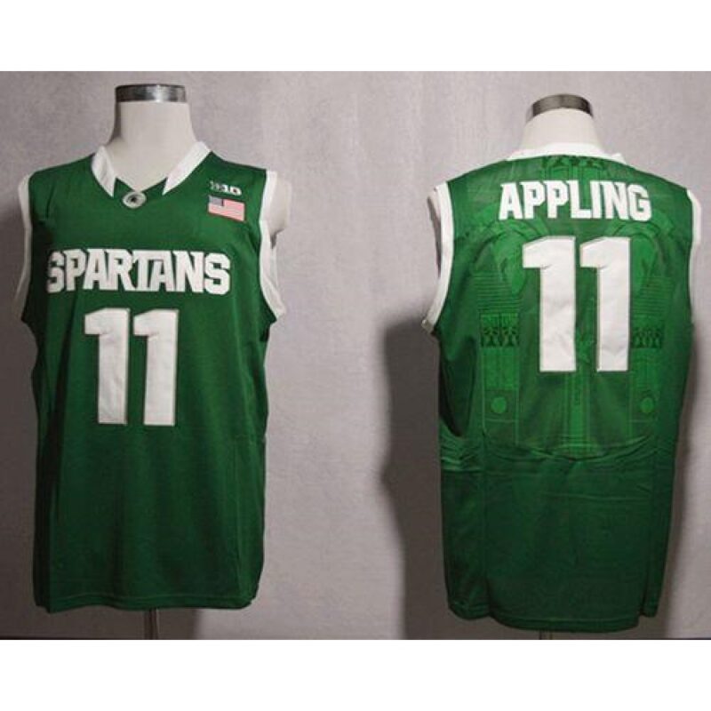 6861ddc9d14b4_1 Spartans #11 Keith Appling Green Basketball Stitched NCAA Jersey