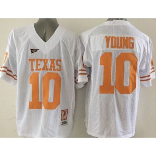 6861ddee0e23b_1 Longhorns #10 Vince Young White Stitched NCAA Jersey