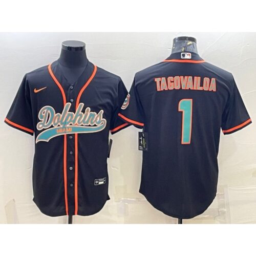6861ddee3dc63_1 Men's Miami Dolphins #1 Tua Tagovailoa Black With Patch Cool Base Stitched Baseball Jersey