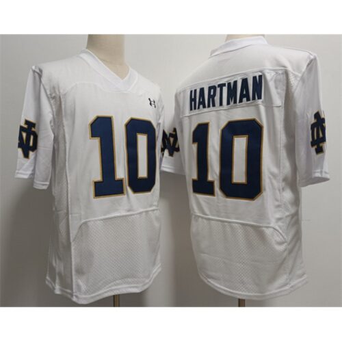 6861ddf50a119_1 Men's Notre Dame Fighting Irish #10 Sam Hartman White Stitched Jersey
